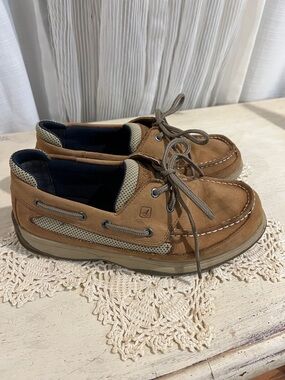 Sperry Top-Sider Leather Boat Shoes Tan Brown Lace Up Women’s Size 6
